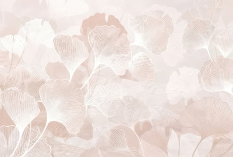 Design file showing detailed pink Ginkgo leaves pattern on light background