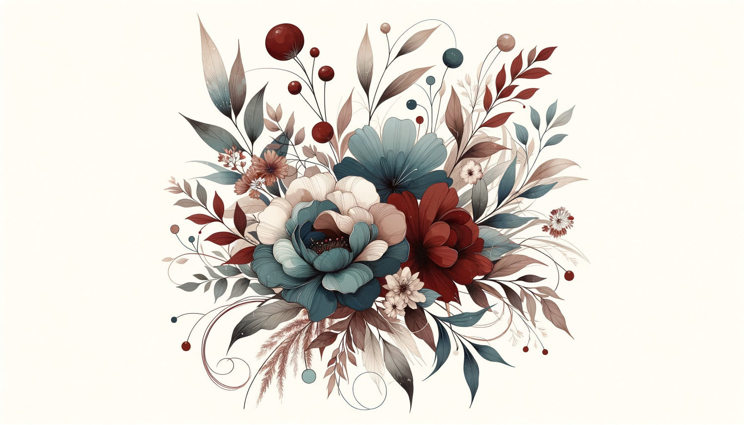 Vintage Botanical Wallpaper featuring blue peonies displayed in an elegant dining room setting