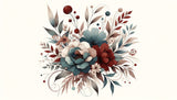 Vintage Botanical Wallpaper featuring blue peonies displayed in an elegant dining room setting