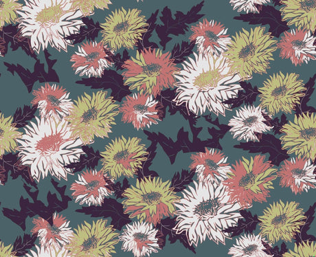 Botanical Wallpaper design file showing detailed floral pattern in terracotta and green tones