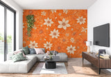 Vintage Floral Wallpaper creating a cozy atmosphere in a bright kitchen with white cabinets