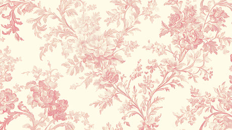 Design file of Pink Toile de Jouy floral pattern showing intricate details
