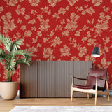 Floral pattern mural showcased in a stylish home office setting