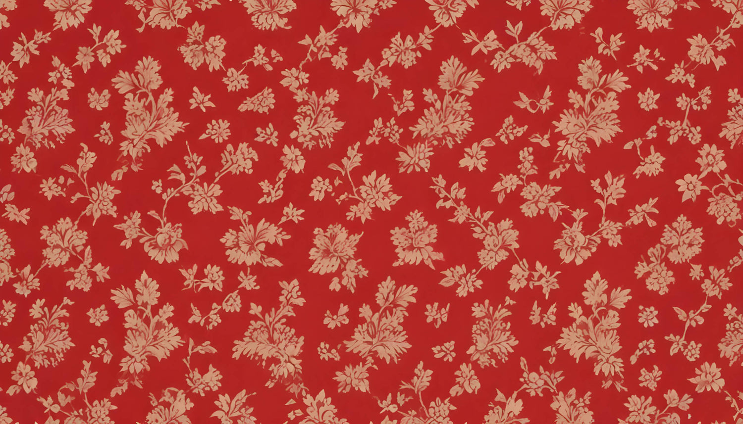 Detailed design file of red and beige vintage floral pattern showing intricate botanical elements