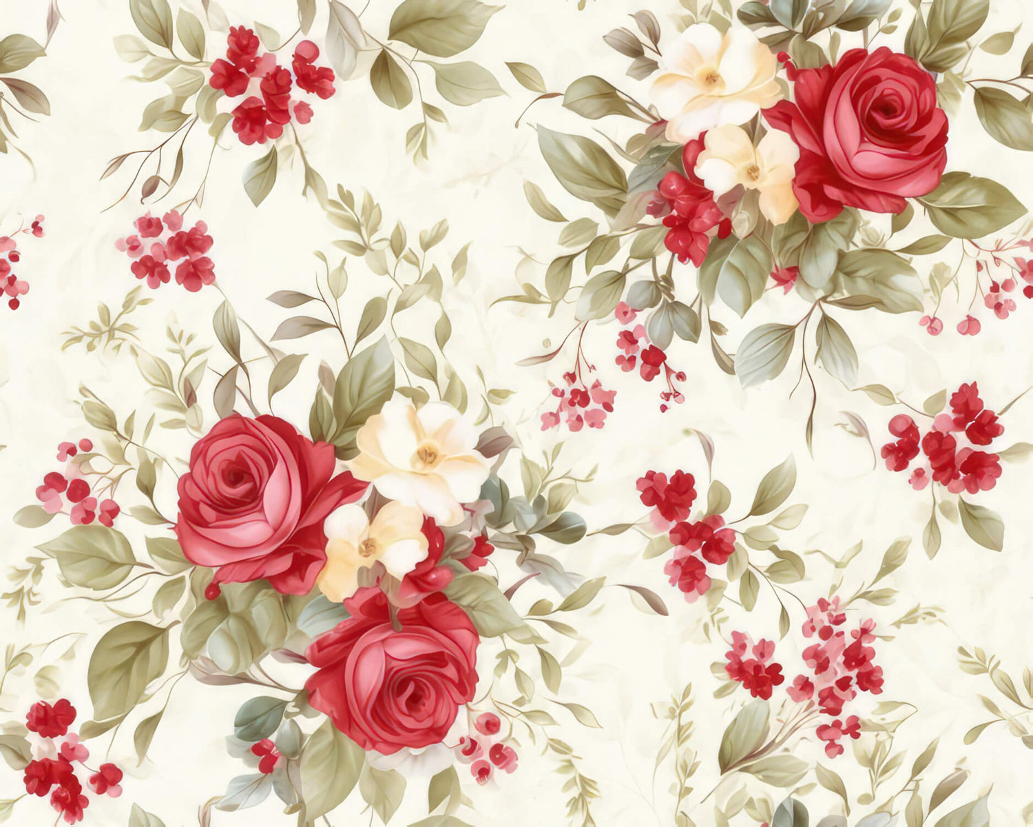 Design file showing detailed red roses and cream blossoms pattern