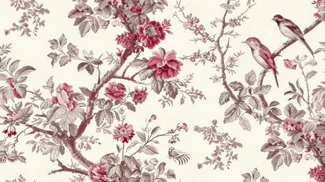 Vintage rose and bird design file showing intricate pattern details and color palette