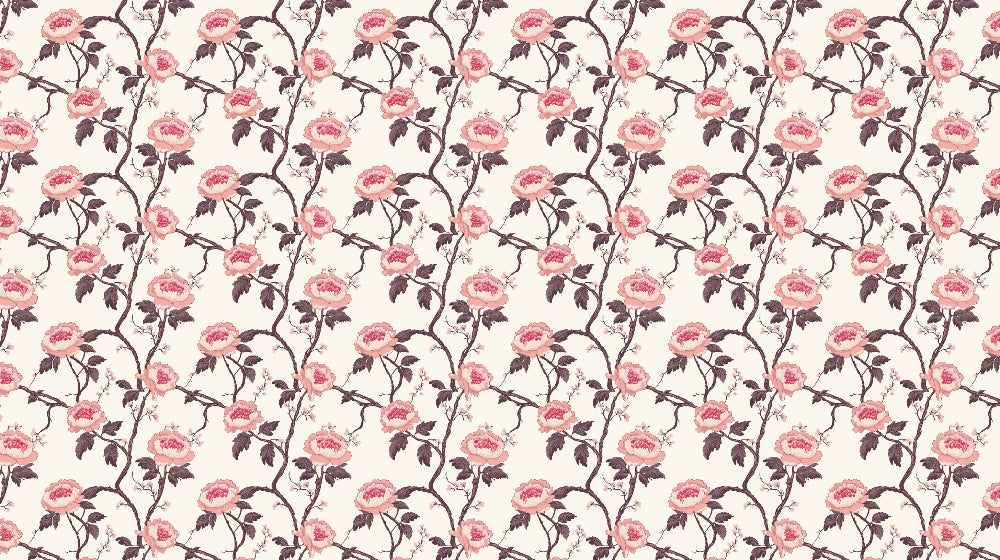 Vintage rose pattern design file showing detailed pink blooms and delicate stems
