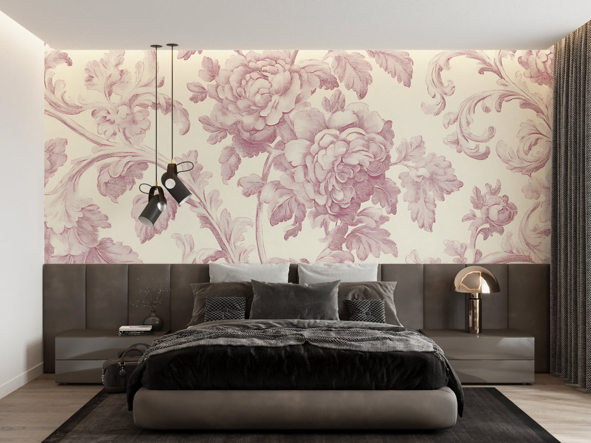 Vintage Rose Pattern displayed in charming guest bedroom