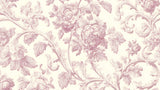 Design file showing detailed Rose Toile de Jouy pattern with delicate pink florals on ivory background