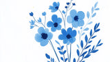 Blue watercolor flowers wallpaper design file showing delicate petals and artistic arrangement
