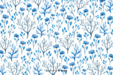Blue botanical pattern design file showing delicate watercolor flower details