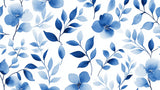 Watercolor blue leaves pattern design file showing intricate botanical details and flowing composition