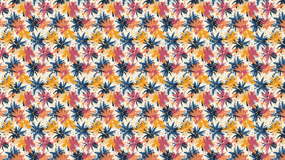 Watercolor floral wallpaper design file showing navy and coral blooms pattern