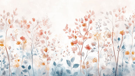 Watercolor Floral Wallpaper design file showing detailed pink blooms and sage leaves pattern