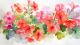 Geranium garden watercolor wallpaper design file showing detailed floral pattern