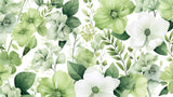 Design file showing detailed watercolor green blooms and leaves pattern