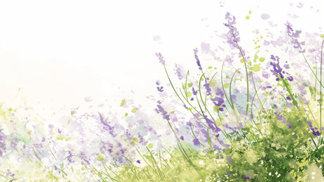 Watercolor lavender meadow design file showing delicate purple blooms and green stems pattern