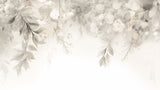 Grey and beige floral wall mural creating calm atmosphere in master bedroom