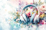 Watercolor floral music wallpaper design file showing detailed pattern and color palette