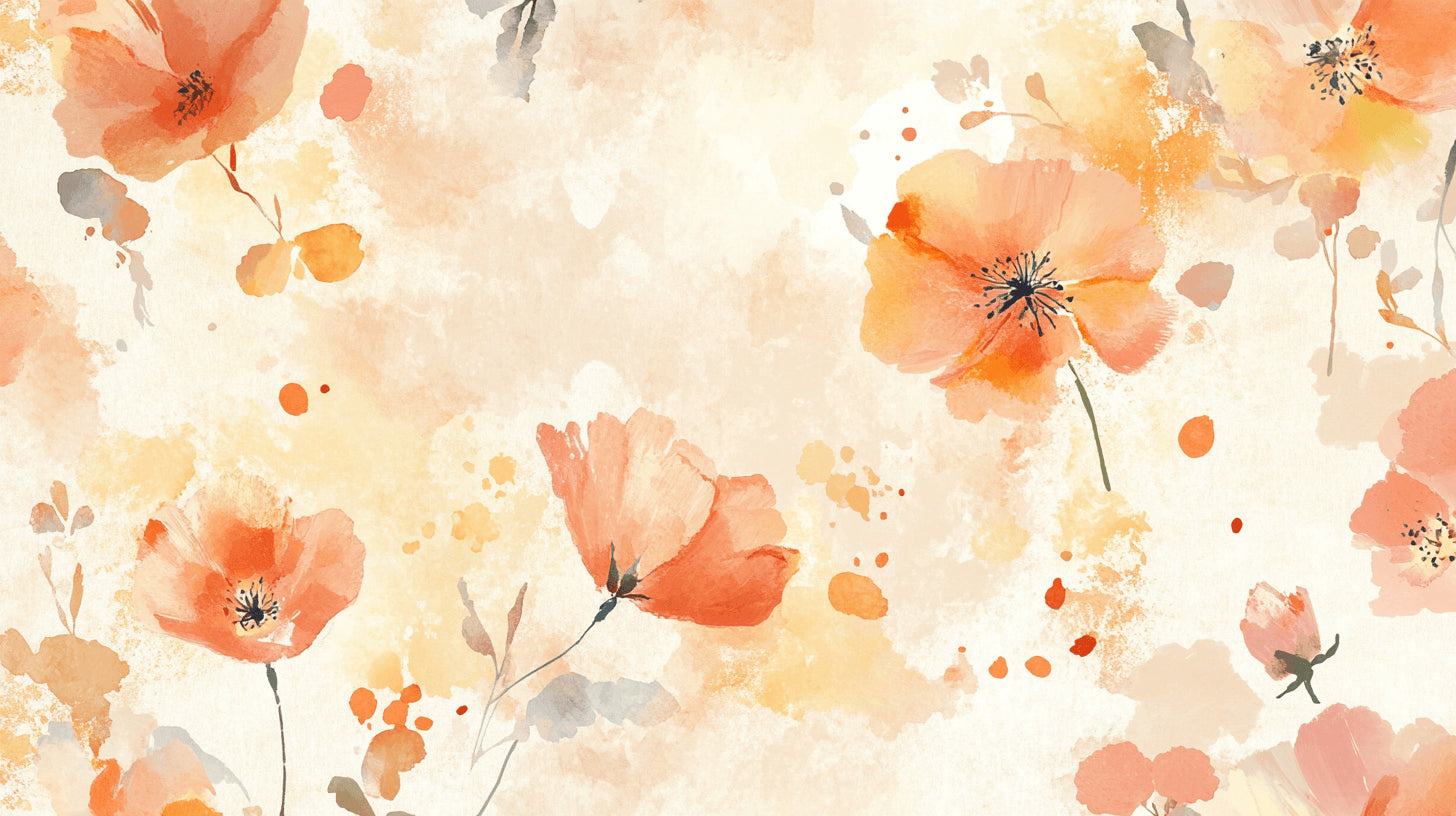 Watercolor Orange Poppies design file showing intricate floral pattern and color detail