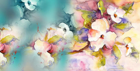 Watercolor floral wallpaper design file showing delicate blossom pattern and soft color palette