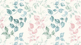 Watercolor floral wallpaper design file showing detailed pink and blue leaf pattern