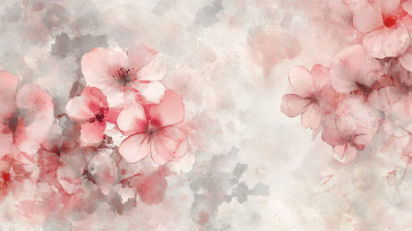 Watercolor pink blossom design file showing delicate flower pattern with misty grey background