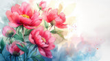Pink Peony Watercolor Wallpaper design file showing full floral pattern and color detail