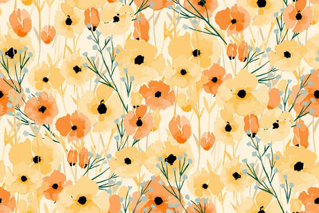 Watercolor Poppy design file showing detailed peach and yellow flower pattern