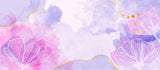 Watercolor floral wallpaper design file showing detailed purple blooms and gold accents pattern