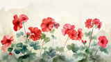 Watercolor Red Geranium design file showing detailed floral pattern and green leaves