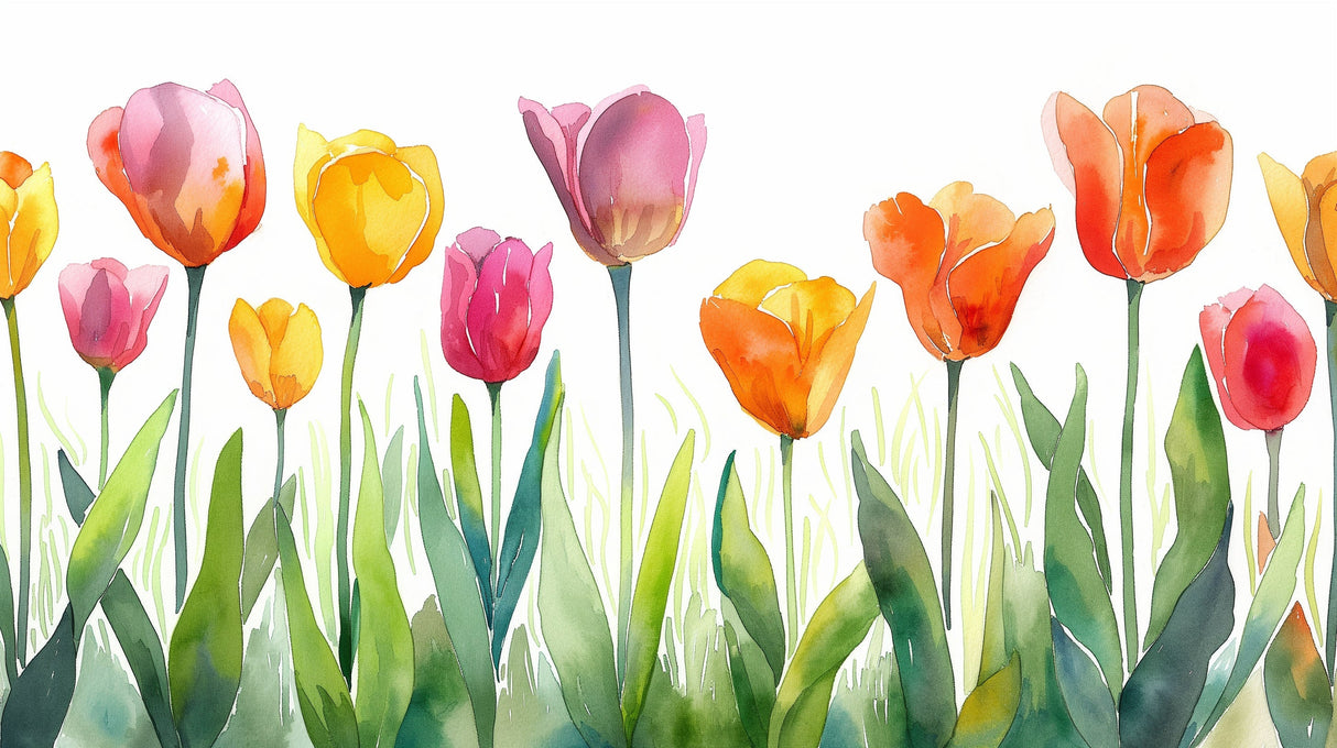 Watercolor Spring Tulips design file showing detailed floral pattern and color palette
