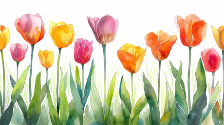 Watercolor Spring Tulips design file showing detailed floral pattern and color palette