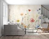 Wildflower Wallpaper adding charm to dining room with gentle botanical design