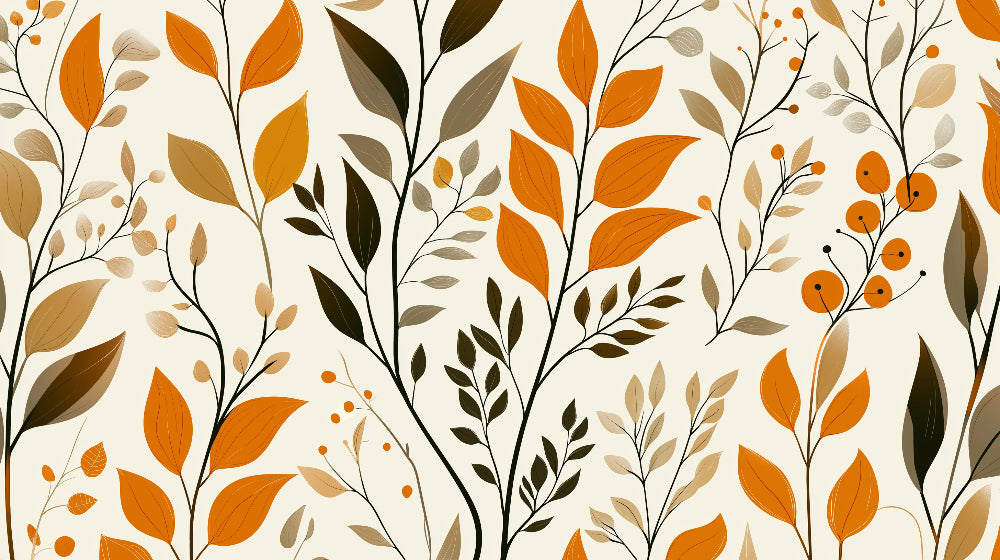 Orange and brown autumn leaves wallpaper design file showing detailed leaf pattern and texture