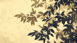 Elegant dining room featuring botanical wall mural in black and gold tones