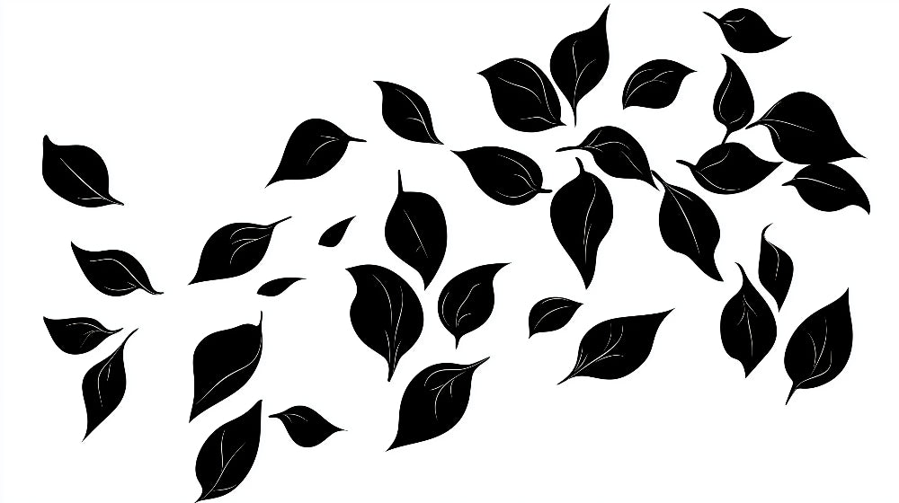 Black and white leaf pattern design file showing detailed botanical illustration
