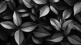 Black and white botanical wallpaper design file showing detailed leaf pattern and texture