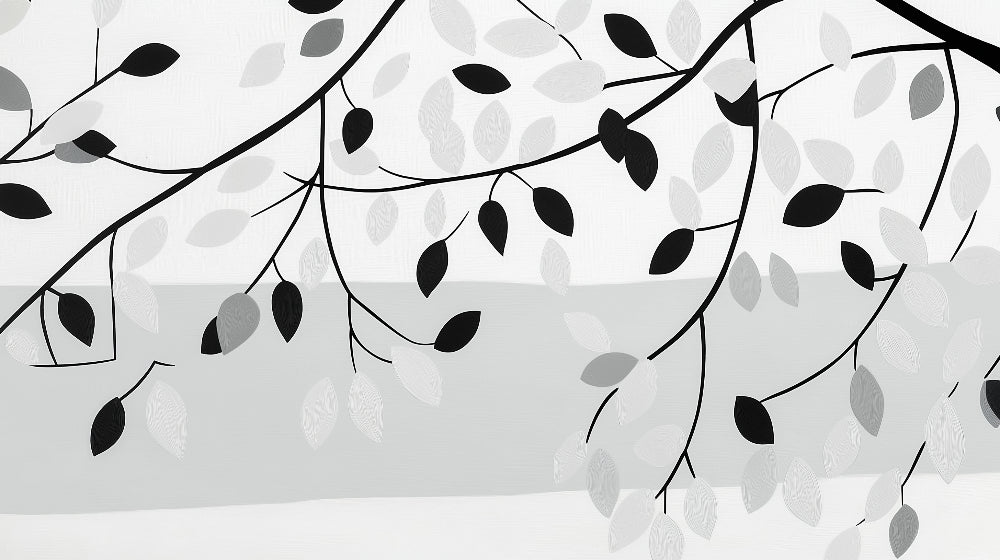 Black and white botanical design file showing detailed leaf pattern and motifs