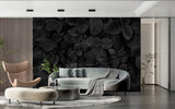 Entryway decorated with botanical black and white wall mural