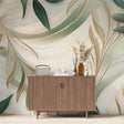 Luxury Foliage Wallpaper creating a calm atmosphere in a modern living room with soft natural lighting