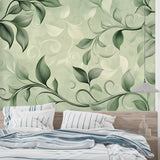 Fresh green foliage wallpaper design in hallway setting