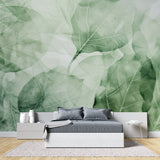 Botanical wall mural showcased in a bright bedroom, bringing nature's calming essence indoors