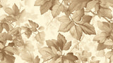 Botanical wall mural featuring oversized leaves in a minimal dining room setting