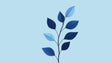 Modern blue leaf wallpaper mural creating a calm atmosphere in a bright living room with minimalist furniture