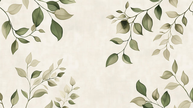 Minimalist leaf wallpaper creating a serene atmosphere in a modern living room with natural light