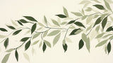 Botanical leaf wallpaper design file showing detailed green foliage pattern on beige background