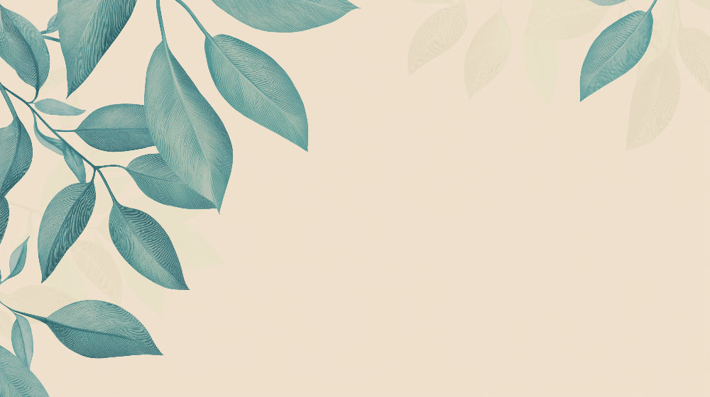 Minimalist teal leaves on beige background design file showing detailed botanical pattern