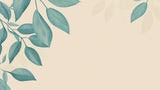 Minimalist teal leaves on beige background design file showing detailed botanical pattern