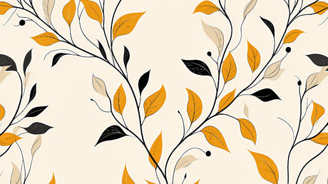 Modern autumn leaves design file showing detailed botanical pattern with flowing branches and leaves